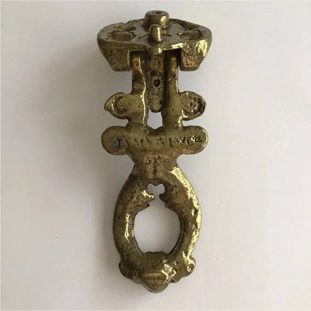 Brass Door Knocker 8 1/2” Byzantine Style Burnished Scroll Ornate Heavy Vintage - Picture 5 of 12